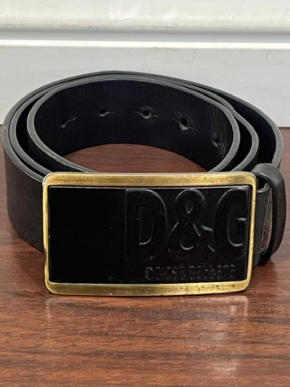 D&G Dolce & Gabbana Black Leather Belt